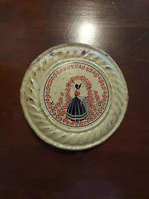 Vintage Tin Stove Pipe Chimney FLUE COVER - Victorian Lady & Red Flowers - Used  • $14