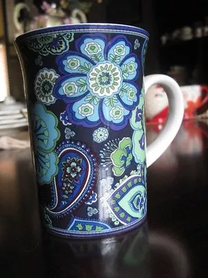 Vera Bradley Andrea By Sadek  Coffee Tea Cup Mug Blue Rhapsody • $9.95