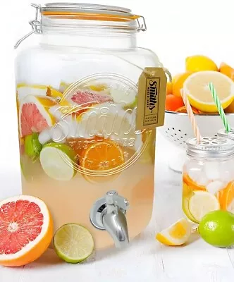 Smith's Mason Jar 5L Glass Drink Dispenser Sun Tea Lemonade Fruit Cocktails Jug  • $24.99