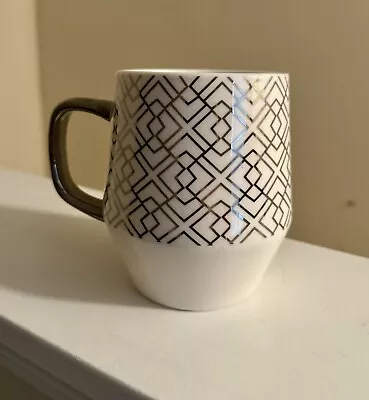 Edible Arrangements Mug Cup Geometric Pattern Silver Painted Handle 25oz Ceramic • £9.64