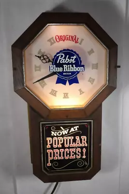 Vintage 1960s70s Pabst Blue Ribbon Beer PBR Lighted  Old Time Clock  Sign • $195