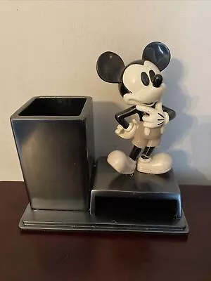 Vintage Disney Mickey Mouse Pencil Pen Holder Office Desk Decor Black & White • $55