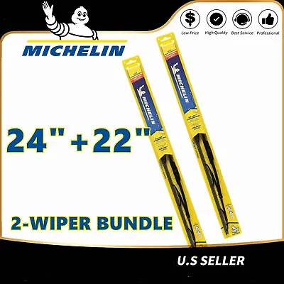 2-Wipers: 24  + 22  For Michelin Windshield Beam Wiper Blades - 25-240 25-220 • $24.26