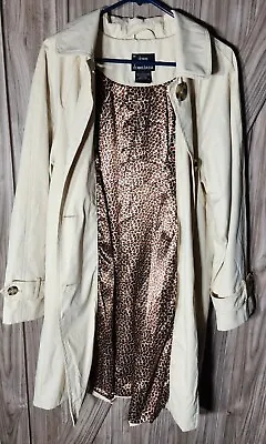 $16.90 • Buy Vintage Dennis Basso Womens Button Up Beige Coat Cheetah Print Lining