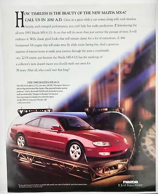 1993 Mazda MX-6LS Red Call Us In 2030 A.D Vintage Poster Print Ad • $10.88