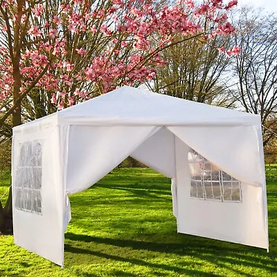 £36.59 • Buy 3x3m Heavy Duty Gazebo Tent Outdoor Garden Party Shed Canopy W/4 Sidewalls White