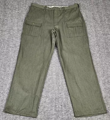 Vintage Cabelas Mens 40 Pants Wool Cargo Workpants Green Hunting Cabin Military • $45.44