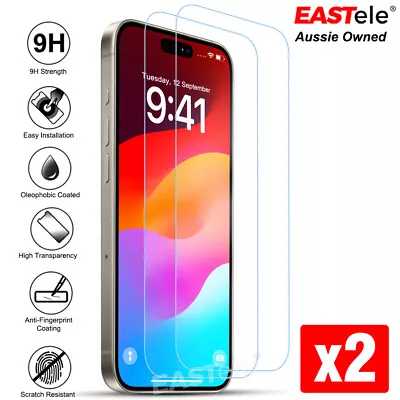 $7.89 • Buy 2xTempered Glass Screen Protector For IPhone 15 14 13 12 11 Pro XS Max XR 8 Plus
