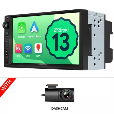 DVR+7  IPS Android 13 Double DIN Car Stereo Radio GPS Head Unit CarPlay WiFi DAB • $238.59