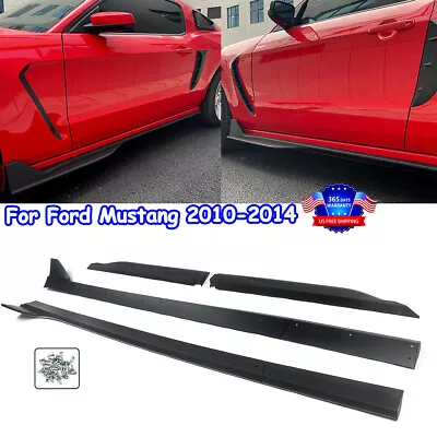 4X GT500 Style Matte Black Side Skirts For Ford Mustang GT V6 V8 2DR 2010-2014 • $113.30