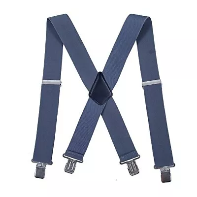 Mens Solid Color Regular X-Back Clip On Suspenders Adjustable Formal Dress Tux • $15.25