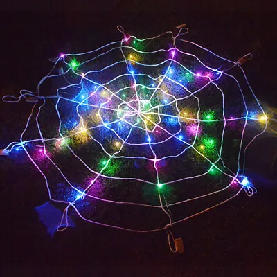 £5.88 • Buy 100 Led Halloween Decoration Giant Spider Web Lights Party Props Decor Outdoor Q