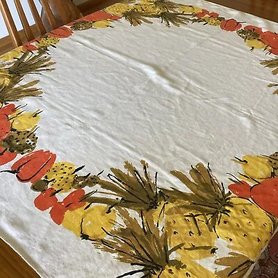 Vintage Vera 60s Mod  Linen Tablecloth 48 X 50 • $37.99