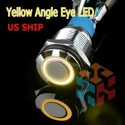Durable 12V Led 16mm Car Momentary Push Button Amber Angel Eye Metal  Switch  • $5.95