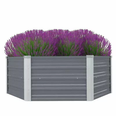 £31.27 • Buy Raised Bed Garden Outdoor Planter Vegetables Flowers Metal 129x129x46cm Grey New