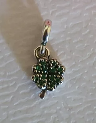 Pandora Me Collection My Four Leaf Clover Micro Dangle Charm Green CZ Retired  • $28