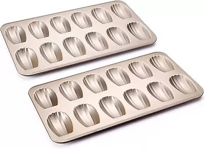 HONGBAKE Nonstick Madeleine Pan 2 Pack 12-Cavity Heavy Duty Madeleine Cookies Tr • $16.77