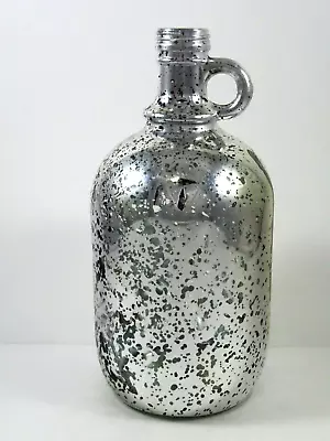 Silver Painted Mercury Glass Jug Jar Without Lid 10.5  Diamond Star Corp 1/2 Gal • $16.20