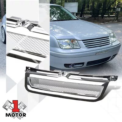 Chrome Mesh Upper Front Bumper Hood Grille For 99-04 Volkswagen VW Jetta MK4 • $39.85