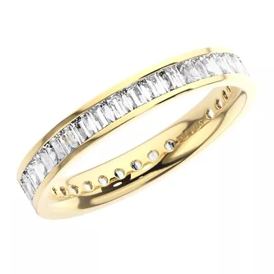 18K Yellow Gold3.8MM  100% Natural Baguette Cut Diamond Full Eternity Ring • £3583.84