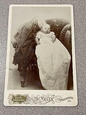 Alert But Bored Baby Satin Ivorytype McNulty Stroudsburg PA Antique Cabinet Card • $11