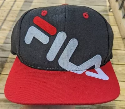 EUC Vintage 90s Fila Wool Big Monster Logo Hiphop Snapback Hat Cap Black Supreme • $24.99