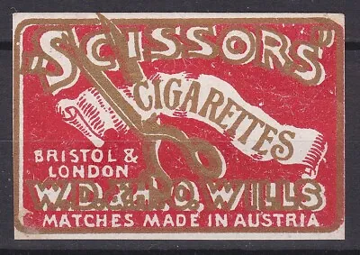 Old Matchbox Label Austria For UK Scissors Cigarettes • $2.79