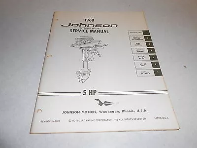 1968 5 Hp Johnson Outboard Motor Repair & Service Manual Evinrude 5hp  • $22