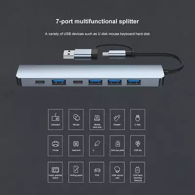 8 In 1 Ports USB A Type C Hub Concentrator Docking Station Multi 0 Adapter U4D7 • $14.36