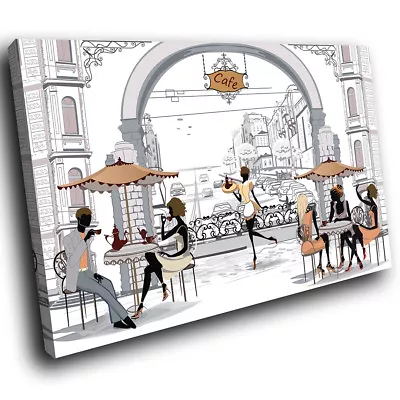 E213 Black White Orange Café Retro Modern Canvas Wall Art Large Picture Prints • £8.98