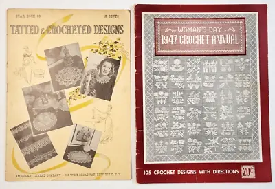 2 Tatted & Crocheted Designs - Woman's Day 1947 Crochet Annual Vtg Book Lot • $9.95