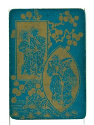 Single Playing Card Vintage Antique Lacquer  Japanese People  JA-5-1 A Blu/Gld • $8