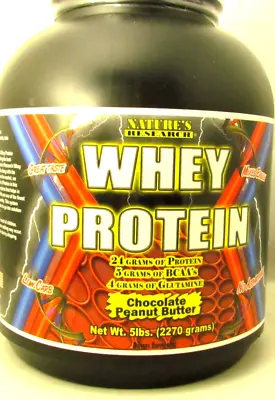 Natures Research Whey Protein 5lbs Bulk  Jug Chocolate Peanut Butter 75 Servings • $54.95