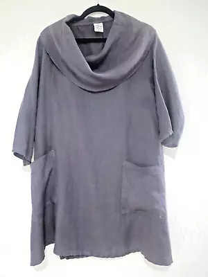 Match Point Taupe Cowl Neck 3/4 Sleeves Lagenlook Top Dress Tunic M • $29