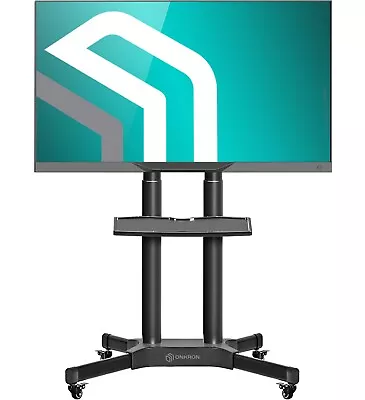 ONKRON Mobile TV Stand On Wheels Height Adjustable 32” – 65” VESA 600x400 Black • £119.99