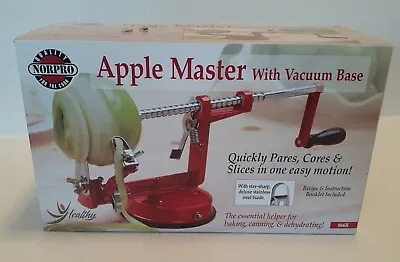 Red Norpro Apple Master Parer Corer Slicer Vacuum Base W/Manual - Unused • $9.99