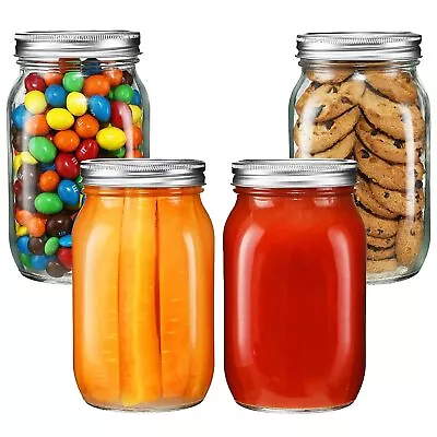 4 Pack Wide Mouth Mason Jars 32oz Glass Canning Jars With Airtight Lids And B... • $28.65