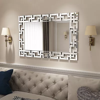Large Rectangular Decorative Wall Mirror Silver Bedroom Bathroom Venetian Mirror • $316.99