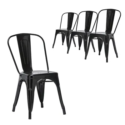£81.99 • Buy 4 X Metal Dining Chairs Tolix Style Industrial Kitchen Stackable Seat Garden New