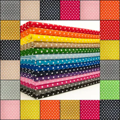 £1.39 • Buy Cotton Fabric Polka Dot 7mm Spotty Spot Dress Mask Quilting Material 140cm Wide