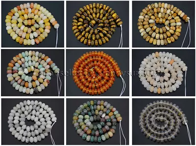 Natural Gemstones Rondelle Spacer Loose Beads 15.5'' 6mm 8mm • $5.48