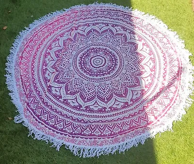 Mandala Throw Light Bohemian Blanket Meditation Rug Yoga Mat Tapestry Picnic • £9.50