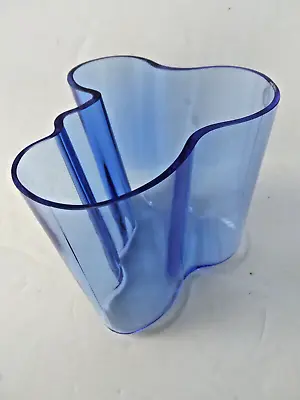 MCM POP MOD Art Sculpture Iittala Alvar Aalto Vase Blue Glass Statue Bowl • $99