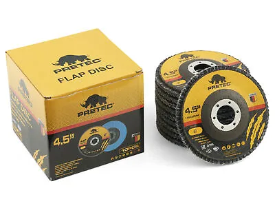£9.99 • Buy 10 X Pretec Flap Grinding Sanding Discs 115mm 4.5  40 60 80 120 Grit Angle Wheel