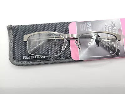 Foster Grant Lamar Mens Frame Reading Glasses Gunmetal 53□17-140 Choose Strength • $14.36