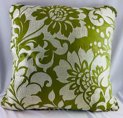 Martha Stewart Collection Green &White Jacquard Throw Pillow Floral 20x20 • $15