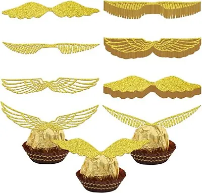 12-24X Harry Potter Golden Snitch Paper Wing Cupcake Topper Decoration Party • $6.98