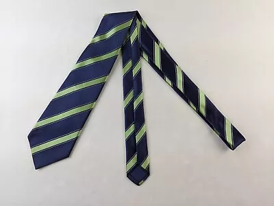 Kiton Napoli Italy Silk Tie Blue Green Diagonal Striped Luxury Necktie Classic • $42.75