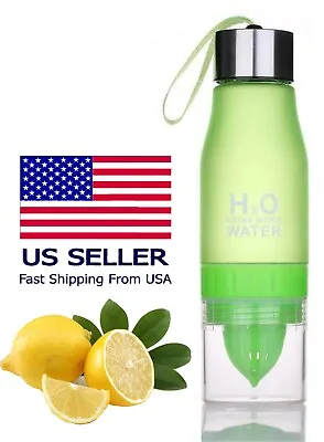 Water Bottle H2O Fruit Infuser Drink Outdoor Sport 20 Oz Bottle Green Color Eco • $12.99