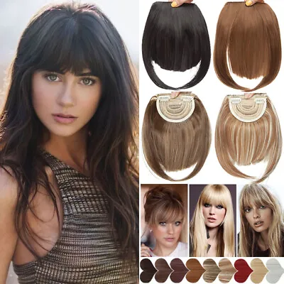 Neat Thin Bangs As Real Human Hair Extension Clip In On Fringe Fake Hairpiece UK • £3.05